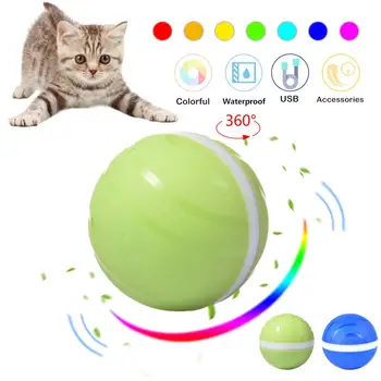 Smart Lekt Bumbu USB Elektriskā Pet Rotaļlietas Burvju Rullīšu Bumbu Kaķis LED Ritošā Flash Bumbu Automātiskās Rotācijas Rotaļlieta Kaķis, Suns, Bērni