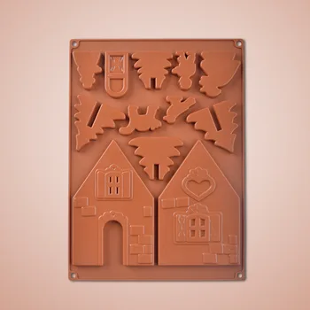 2GAB/set Silikona 3D Piparkūkas un Šokolādes Māja Pelējuma Ziemassvētku Eglītes Dekorēšana Jauks Pāris Cepumu Kūka Pelējuma Bakeware