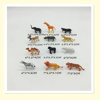 Žirafe Tīģeris, Lauva, Zilonis, Zebra mazas plastmasas Imitācijas Meža dzīvnieku modeļu lelle pvc rīcības attēls Agrīnās izglītības rotaļlietas 12PCS