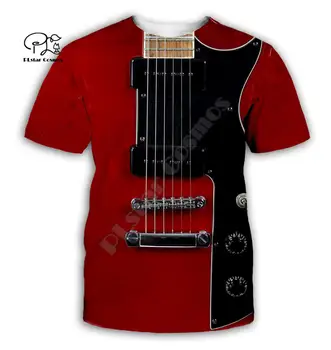 Ģitāra mākslas, Mūzikas instrumentu 3D pilnu drukas modes t krekls Unisex hip hop stilā t streetwear gadījuma vasaras stilā-2