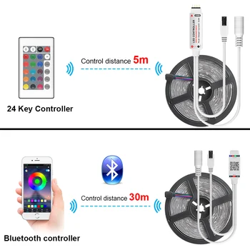 Bluetooth LED Lentes RGB Led Gaismas Lente SMD 5050 DC12V Ūdensizturīgs strip Gaismas 5m 10m diožu Lentas Elastīgas ar Bluetooth remote