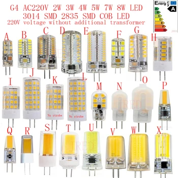 5GAB 10PCS 20PCS G4 AC220V 2W 3W 4W 5W 6W 7W 8W LED Spuldzes 3014SMD 2835SMD COB LED Aizvieto tradicionālā halogēna lampas