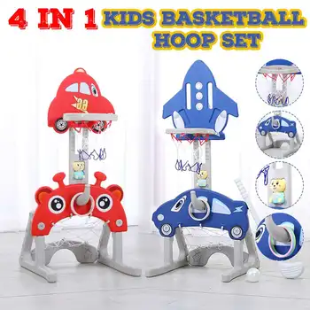 4in1 Bērniem, Basketbols Stāv Augstuma Regulēšana Bērnu Basketbola Mērķis Hops Rotaļu Iestatiet Fotografēšanas Rotaļu Mājas Iekštelpu Sporta Spēli Bērniem