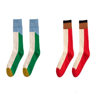 Iela Hipsters Kokvilnas Zeķes Krāsu Izšūšanas Ilgi Kaudzēm Japāņu Candy Matching Četri Gadalaiki