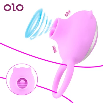 OLO 3 Ātrumiem Maksts Klitoru Stimulēt Rotācijas Mutes Mēles Laiza Gailis Gredzenu Dzimumlocekļa Gredzens G-spot Vibrators Masāžas