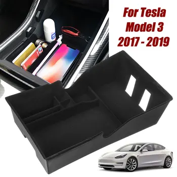 Auto Centrālās glabāšanas Kaste Uzpilde Talkas Centra Konsole Organizētāja Tesla Model 3 2017 2018 2019 2020