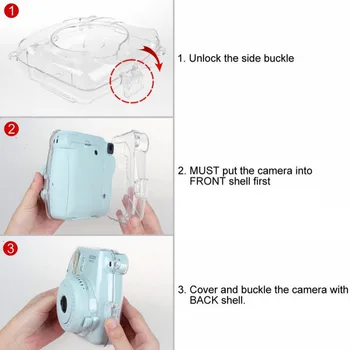 Besegad Kristāla Kamera Aizsardzības Lietu Vāku Portatīvo Cieto Segumu Soma ar Regulējamu Plecu Siksnu Fujifilm Instax Mini 11