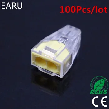 100gab PCT-102 PCT102 773-102 vadu vadu savienotājs kabeļu nozarkārbu 2 pin vadu spaiļu bloka vadu savienotājs
