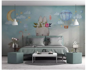 Beibehang Ziemeļvalstu minimālisma roku apgleznoti personības tapetes zaķis balonu bērnu istabas fona wall papers mājas dekoru