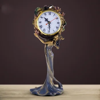 Klasiskā dieviete retro mājas galda pulksteni, Skaistu meiteni dzīves telpu dekorēšana, pulkstenis
