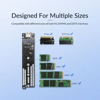 ORICO Dual Protokolu M. 2 SSD Gadījumā Atbalstu M2 NVME SATA SSD Diska m.2 M, Taustiņš B&M Taustiņu USB 3.1 C Tipa 10Gbps Cieto Disku Kamerā