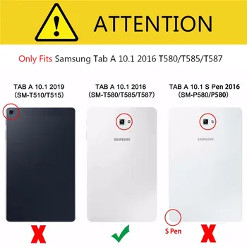 Flip Stends PU Leather Cover Case For Samsung Galaxy Tab A6 10.1 T585 T580 SM-T585 T580N Aizsardzības Tablete Gadījumā Ar Kartes Slots