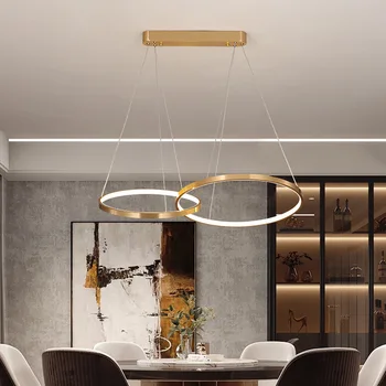 Mūsdienu led Skandināvijas restorāns lustra gredzenu apli kopā ēdamistaba dzīvojamā istaba karājas lampas