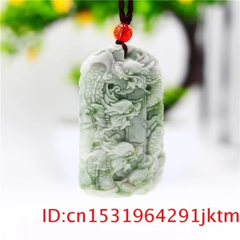 Jade Dragon Kulons, Kaklarota, Vīriešu Rotaslietas Modes Šarmu Double-sided Dāvanas Zaļais Amulets Ķīniešu Sievietes Skaistās Dabas