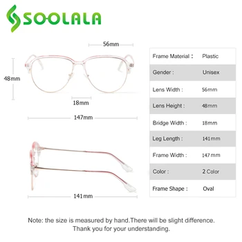 SOOLALA Lielgabarīta Ovāls Pārredzamu Lasīšanas Brilles Sievietēm Sakausējuma Brilles Rāmis vecuma tālredzība Lasīšanas Brilles Sieviete 0.5 0.75 4.0