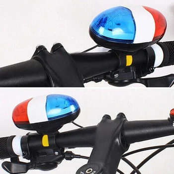 Franču Krāsu 6 LED 4 Signālu Velosipēda Ragu Velosipēds Gaismas Zvanu REZULTĀTĀ Motocikla Policijas Gaismas Elektronisko Skaļu Sirēnu Velosipēdu Piederumi