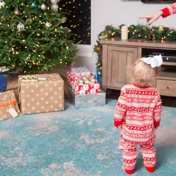 Ziemassvētku Pidžamas Komplekts Sievietēm, Vīriešiem, Vecākiem-bērnu Sleepwear Uzvalks Silts garām Piedurknēm Pidžamas Komplekti Valkāt Mājās Kokvilnas Ziemassvētku Pidžamu Komplekts