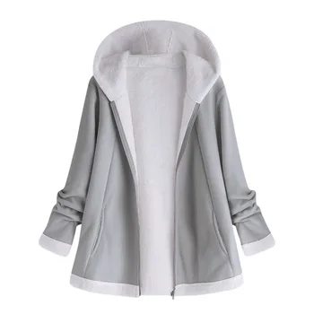 Sieviešu rudens jaka, Ziemā silts cietā Plīša Mētelis pelēkā vārna Modes Kabatas Rāvējslēdzēju, garām Piedurknēm outwear manteau femme plus izmēra 5XL