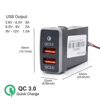 XCGaoon QC3.0 Quickcharge Automašīnas Lādētājs Dubultā USB Tālruni, PDA DVR Adapteri Plug & Play Kabeli TOYOTA Hilux VIGO