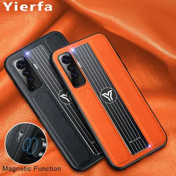 X50 Pro Gadījumos VIVO X50 Telefonu Gadījumā Metāla Magnētiskās Ādas Silikona Triecienizturīgs Buferi Par VIVO X50 Pro Plus X 50 Aizmugurējo Vāciņu