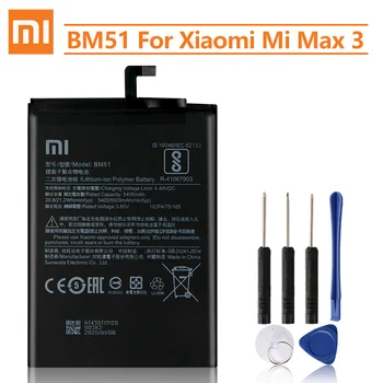 Xiao Mi Oriģinālo Rezerves Akumulatoru BM51 Par Xiaomi Mi Max3 Max 3 Autentisks Tālruņa Akumulatora 5500mAh