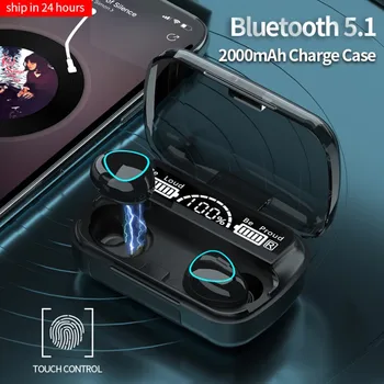 Astonlink Bluetooth V5.1 Hearphones Touch Kontroli Bezvadu Austiņas Sporta Ūdensizturīgs Austiņas 9D Stereo LED Earbuds Austiņas