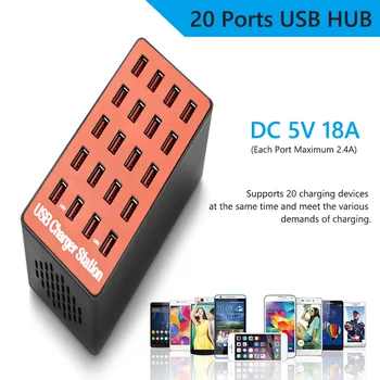 20-Port USB Hub Lādētāju Strāvas Adapteri Sienas Ātrā Uzlādēšanas Doka Staciju 100W Apple iPhone iPad, Samsung, Huawei Viedtālrunis Tabula