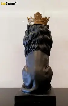 Melnā Kroņa Lauvas Statuja Rokdarbu Izrotāšanai Ziemassvētku Rotājumi Mājās Skulptūru Escultura Home Decoration Accessories