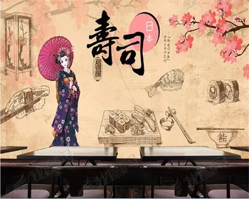 Beibehang Pasūtījuma virtuves tapetes retro iela japāņu restorāns japāņu ēdiens suši restorānu fona foto tapetes