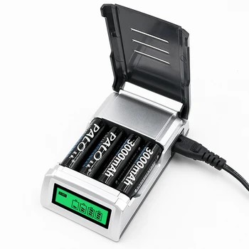 PALO AA Baterijas 1,2 V Ni-MH AA 3000MAH Akumulators Baterijas Smart USB Lādētājs Ar LCD Displeju 2A Bateria Baterias