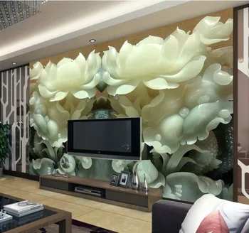 3D stereo HD Pielāgota jade griešanai ziedi, tapetes, sienas dzīvojamā istabā unikāls Ķīniešu stilā sienu apdares gaitenis ekrāns sienas