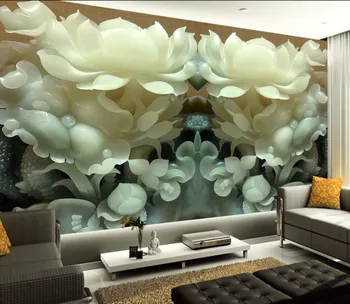 3D stereo HD Pielāgota jade griešanai ziedi, tapetes, sienas dzīvojamā istabā unikāls Ķīniešu stilā sienu apdares gaitenis ekrāns sienas