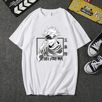 Jujutsu Kaisen Anime T-krekls Uniex Apaļu Kakla Īsām Piedurknēm Gadījuma