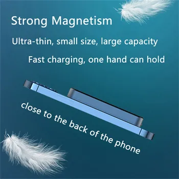 Magnētiskā Bezvadu Uzlādes Jauda Banka Magsafe Lādētājs Priekš iphone 12 12Pro 12proMax 12mini Magnēts Ārējās autonoma Akumulators