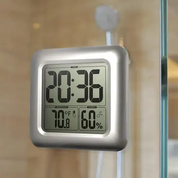 Iekštelpu LCD Ekrāna Ciparu Pulkstenis Sienas Pulkstenis Ūdensizturīgs Temperatūras, Mitruma Sensoru, Dušas Slēdzis Dāvanu Vannas istaba Pulkstenis Skatīties Fashion