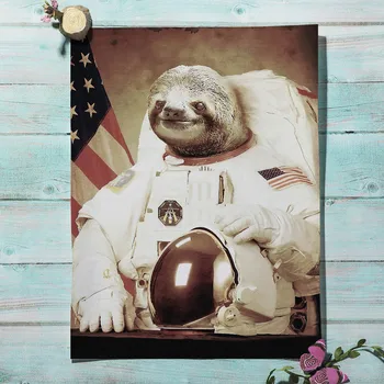 Anotācija Slinkums Kosmosa Astronautu Sienas Mākslas Audekls Gleznošanai Ziemeļvalstu Plakāti Un Izdrukas Dzīvnieku Mākslas Izdrukas Sienas, Attēlus, Bērnu Istaba Bērniem