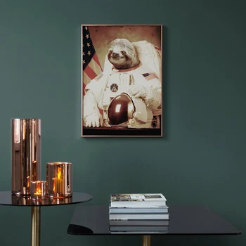 Anotācija Slinkums Kosmosa Astronautu Sienas Mākslas Audekls Gleznošanai Ziemeļvalstu Plakāti Un Izdrukas Dzīvnieku Mākslas Izdrukas Sienas, Attēlus, Bērnu Istaba Bērniem