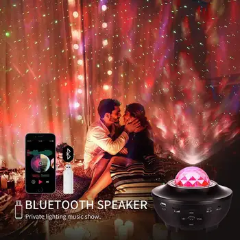 Zvaigžņotā Debess Projektoru Lampas Blueteeth USB Balss Kontroles Mūzikas Atskaņotājs, LED Nakts Gaisma USB Krāsains Projekcijas Lampas, Ziemassvētku Dāvanas