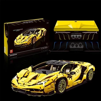 Super 18K Dzeltens Lamborghinis 100 Gadu Centenario 1:8 Hypercar Super Sacīkšu Auto Tehnika KM 39933 Modeli, Celtniecības Bloki, Rotaļlietas, Dāvanu