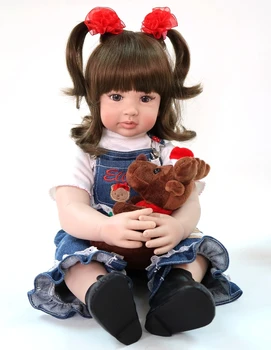 58CM Mīksta Silikona Atdzimis Bērnu Lelle Meitene Rotaļlietas 23inch Spilgti Bērnu Boneca vinila Modes Lelles Bebes Atdzimis Menina realista