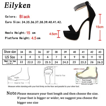 Eilyken Platformas, Papēži Zip Sandales Sieviešu Vasaras Augstpapēžu Kurpes Kristāla Peep Toe Slaidi Black Zapatos Mujer Dobi Sūkņi