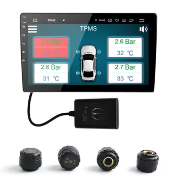 MS Automašīnu Riepu Spiediena Monitoringa Sistēma, Bezvadu TPMS Ar 4 Ārējie Sensori piemērots Android7.1 Android 8.0 9.0 8.1 PX5 PX6 PX30
