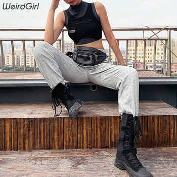 Weirdgirl sieviešu raibs tand topi gadījuma fitnesa īss veste bez piedurknēm streetwer slim sieviešu Harajuku sportwear drēbes 2020