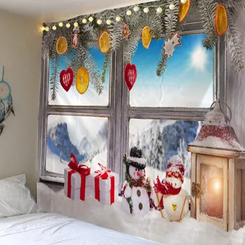 Gobelēns Ziemassvētku Sienas Karājas Ziemassvētku Sniega Home Deco Ziemassvētku Windows Drukas Gobelēni Liela Izmēra Bezmaksas Piegāde Gobelēni