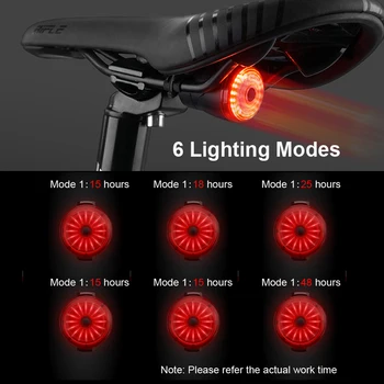 NEWBOLER Smart Velosipēdu indukcijas Taillight Auto Start Stop Road Bike LED Gaismas Ūdensizturīgs Astes Gaismas USB Riteņbraukšana Atpakaļ Aizmugurējās Gaismas