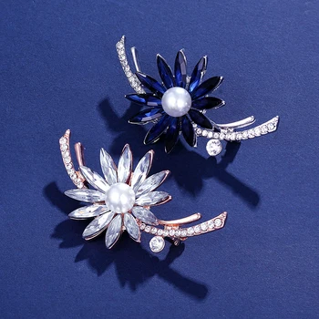 Karstā pārdošanas Rhinestone pērļu ziedu piespraudes, par sievietēm, Vienkāršs, modes dizains, kāzu rotas, pin un broša rotaslietas Ziemassvētku dāvanu