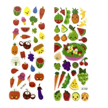 60 loksnes 3D Dārzeņu un Augļu Stila Emocijzīmi Burbulis Uzlīmes, Klasiskās Rotaļlietas Albums bērniem Dāvanu Atlīdzību uzlīmes meitenēm