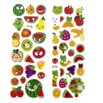 60 loksnes 3D Dārzeņu un Augļu Stila Emocijzīmi Burbulis Uzlīmes, Klasiskās Rotaļlietas Albums bērniem Dāvanu Atlīdzību uzlīmes meitenēm