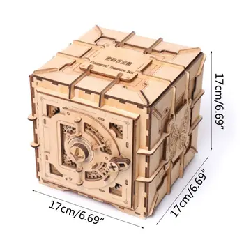 3D Koka Puzles Paroli, Dārgumu Kaste Mehāniskās Puzzle DIY Samontēti Modelis