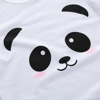 Vasaras Bērnu Meitene Apģērbs Ar Īsām Piedurknēm Karikatūra Panda Print T-Veida Topi Gadījuma T-Krekls+Svītrains Svārki Ruffles Jauki Roupa Menina
